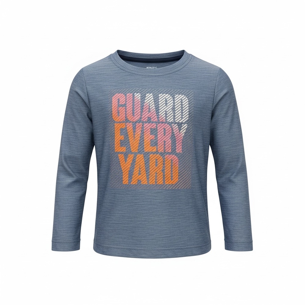 Athletic Works Blue Long Sleeve Tee with Bold Text Size 4T